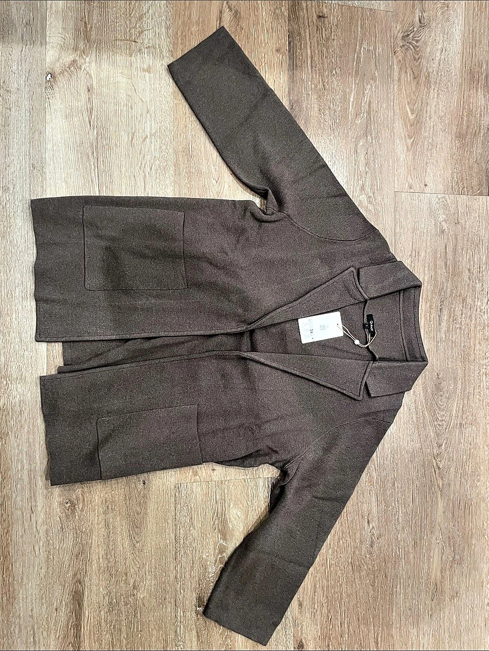 Quince 100% Organic Cotton Knit Blazer Brown Large